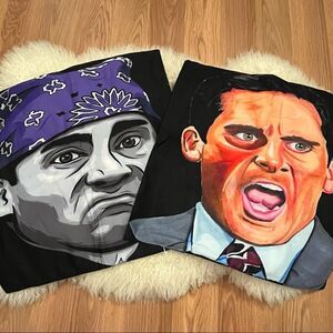 The Office Michael Scott Painted Style Throw Pillow Cover Set 17.5 inch NWOT